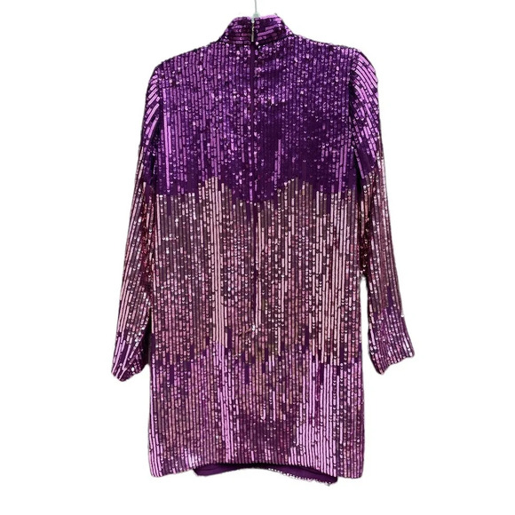 KATE SPADE PURPLE OMBRÉ SEQUIN LONG SLEEVE DRESS - Picture 5 of 6